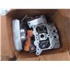 Image 5 : Pallet Lot of Motorcycle Engine Parts ; heads, Gauges  - 1 box marked Harley Davidson 
