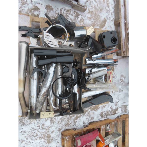Pallet Lot of Misc. Motorcycle Exhaust Parts plus more! - some labelled Harley Davidson