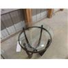 Image 5 : 3pc Table Set Glass with Metal Base ; Coffee Table 21" x 35" & 2 Stands 23" x 25"