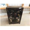 Image 1 : 2 Door Cabinet with Oriental Mother of Pearl Style Décor 14" x 27" x 41"