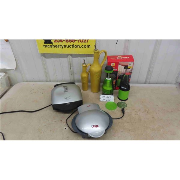 George Foreman Grill, GT Xpress 101 Grill, Tap-That Chopper Set, Oil + Vinegar 