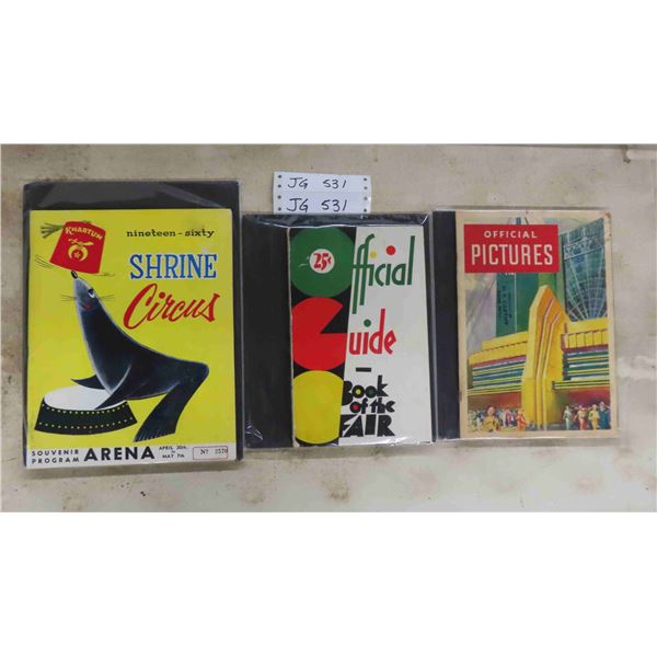 3 Souvenir Programs; Official Pictures of a Century of Progress Exposition 1933 Chicago