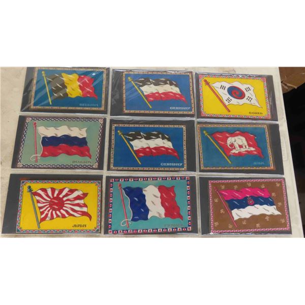 1900s Lot of 9 Tobacco Felt Flannel Flags, 5.25" x 8.25" Each