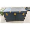 Image 6 : Trunk 22" x 24" x 39", Suitcase + Wooden Chest 8" x 12" x 18" , Clasp Broken