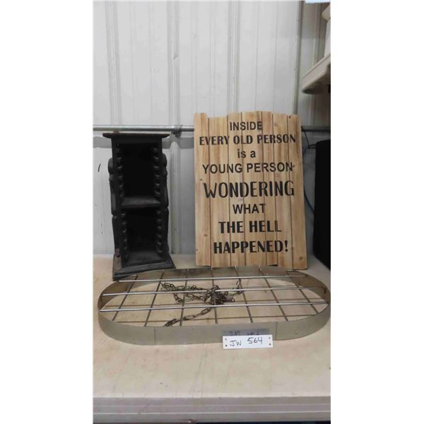 Stainless Steel Pot Hanger 14"x 24", Wooden CD Storage, Sign 16" x 23"