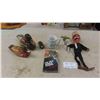 Image 1 : V Vintage Man String Puppet, John Deere VHS + Mug - chipped, 3 Wooden Mallard 