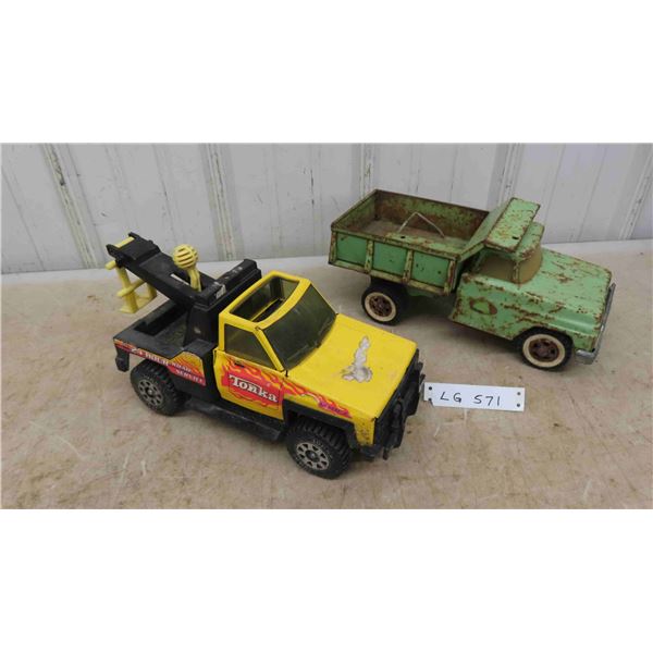 Tonka Tow Truck 6" x 6" x 14", Tonka Dump Truck 6" x 6" x 13"