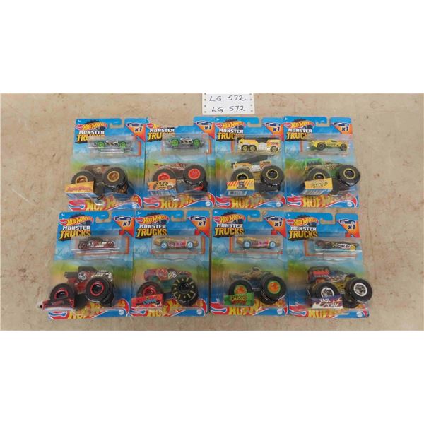 8 New Hot Wheels in Packages Monster Trucks with Bonus Car