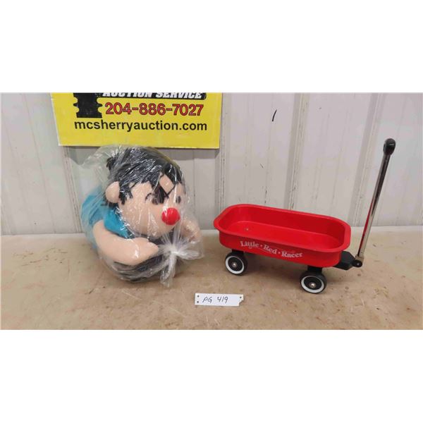 Little Metal Red Wagon + Stuffy Doll ' Molly From Big Comfy Couch' March 2 1992 
