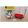 Image 1 : Little Metal Red Wagon + Stuffy Doll ' Molly From Big Comfy Couch' March 2 1992 