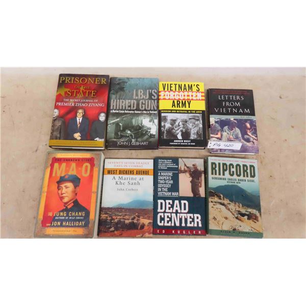 8 Hardcover Books on Vietnam War + Biography of Unknown Story of MAO, Premier 