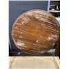 Image 2 : Oak Pedestal Table 42" Diameter Plus (1) 18" Leaf - stain worn off in many spots