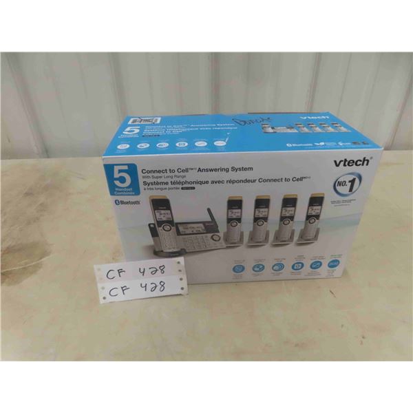 New V-Tech 5 Hand Set Connect To Cell Answering System