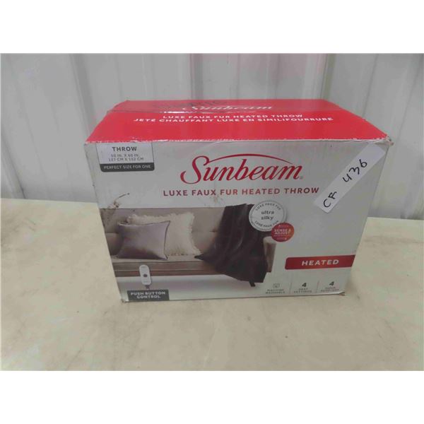 New Sunbeam Lux. Faux Fur Heated Throw 50" x 60"