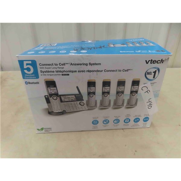 New V-Tech 5 Hand Set Connect To Cell Answering System