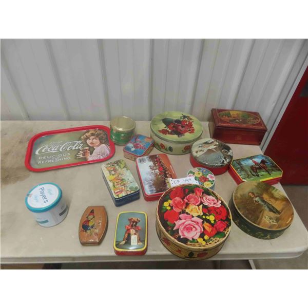 Old Tins ; Riley Toffee, Biscuit, Modern Coke Tray, Player Tobacco Tin