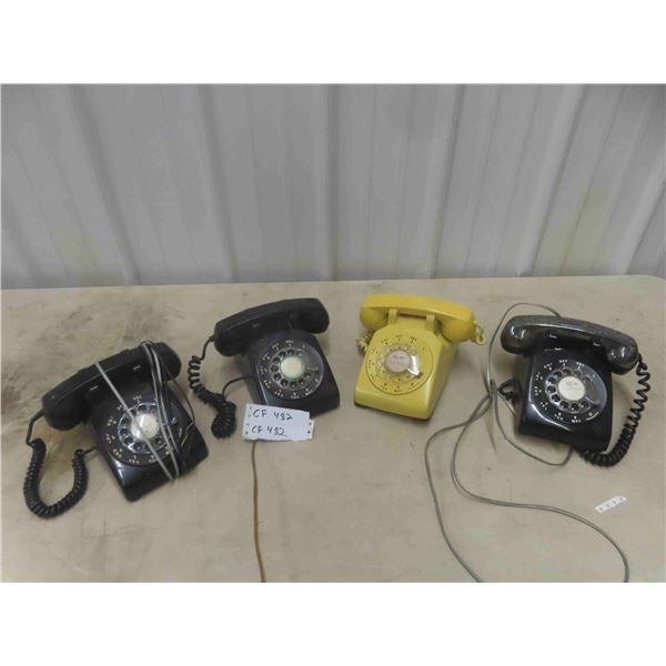 4 Vintage Rotary Desk Phones