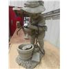 Image 4 : Cement Girl Yard Water Fountain + Pig Plaster Ornament 25" tall