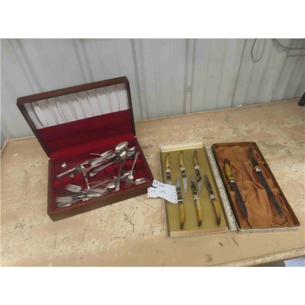Knife Set with Bone Handle + Flatware Set in Case