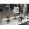 Image 1 : Stained Glass Light Fixture & 2 Brass Lamps