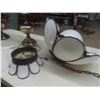 Image 6 : Stained Glass Light Fixture & 2 Brass Lamps