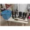 Image 1 : 2 Pair Sz 8 Rubber Boots, Sz 10 Insulated Rubber Boots, Tiger Torch & Storage Tub