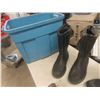 Image 4 : 2 Pair Sz 8 Rubber Boots, Sz 10 Insulated Rubber Boots, Tiger Torch & Storage Tub