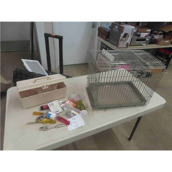 Tool Box with Hand Tools ; Pliers, Screwdrivers, Small Hardware & Kennel 12" x 13" x 17" 