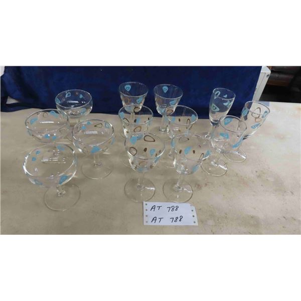 13 Mid Century Atomic Glassware