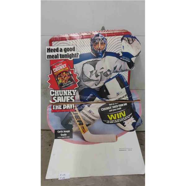 Cardboard Sign Campbells Soup with Curtis Joseph Goalie 39" x 58" 