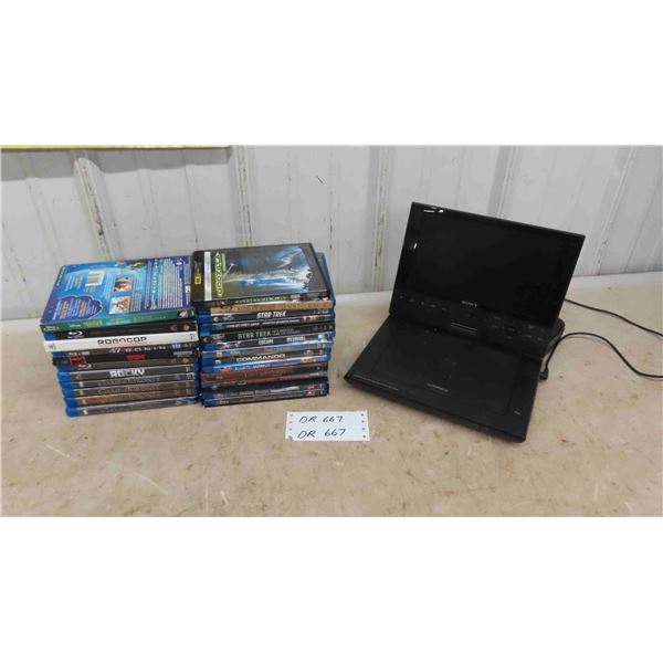 Sony Blue Ray Portable Player + 23 Blue Ray Discs