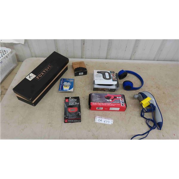 New Curling Iron, Vibration Massager, Ankle/ Wrist Weights, Black Pearls Perfume,