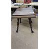 Image 1 : Antique Walnut Table with Glass Ball Feet 26" x 26" x 29.5"