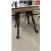 Image 8 : Antique Walnut Table with Glass Ball Feet 26" x 26" x 29.5"