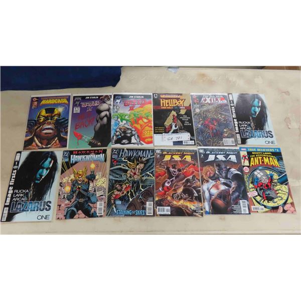 12 Comics ; Hawk Woman, Hell Boy, Lazarus, Ant - Man, plus more