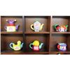 Image 7 : Complete Set of 16 Tea Pots Wade Red Rose Figurines with Wall Cabinet