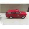 Image 4 : 3 Tonkas ; Ambulance - Metal, some Plastic 3" x 4.5" x 9.5", Fire Chief - Metal 