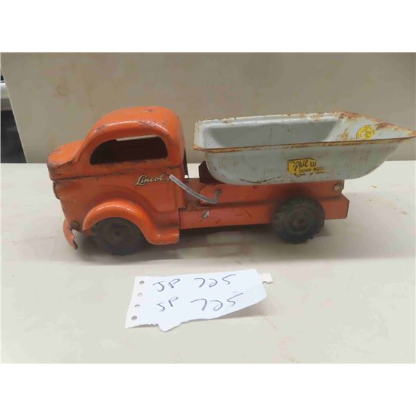 Early Lincoln Dump Truck - Pressed Metal 5" x 5.5" x 12" 