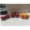 Image 11 : 3 Metal Tonka Trucks ; Crane, Firetruck, Dump Truck - Biggest 3.5" x 7" x 10"