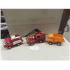 Image 1 : 3 Metal Tonka Trucks ; Crane, Firetruck, Dump Truck - Biggest 3.5" x 7" x 10"