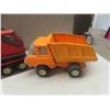Image 6 : 3 Metal Tonka Trucks ; Crane, Firetruck, Dump Truck - Biggest 3.5" x 7" x 10"