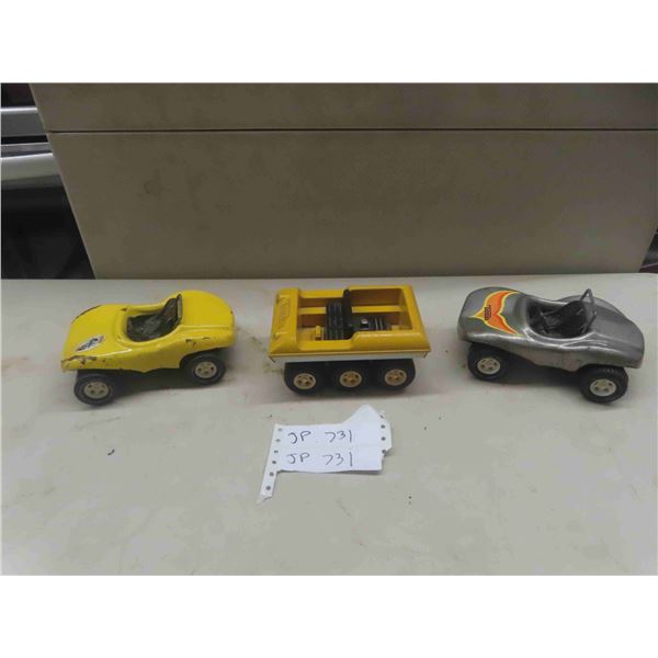 3 Tonkas ; 2 Dune Buggy - Metal 3" x 4" x 7" & 1 Argo - Metal + Plastic 3" x 4" x 6"
