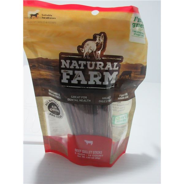 NEW:  NATURAL FARM BEEF GULLET STICK TREATS (80 G) - PACKAGE
