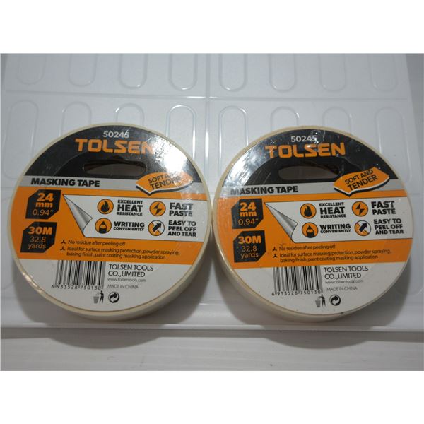 NEW:  TOLSEN MASKING TAPE (0.94" X 32.8 YARDS) - 2 ROLLS