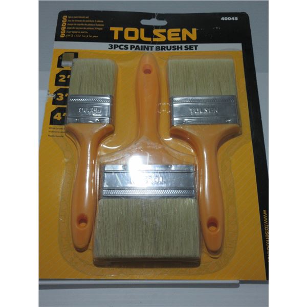 NEW:  TOLSEN 3 PIECE PAINT BRUSH SET