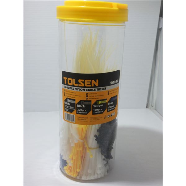 NEW:  TOLSEN 1200 PIECE NYLON CABLE TIE SET