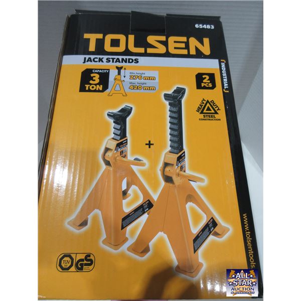 NEW:  TOLSEN 3 TONNE JACK STANDS (SET OF 2)