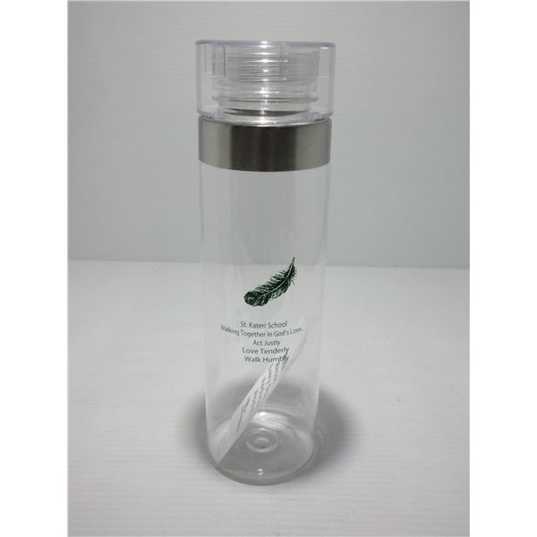 NEW:  CLEAR WATER BOTTLE (APPROX. 10" HIGH)