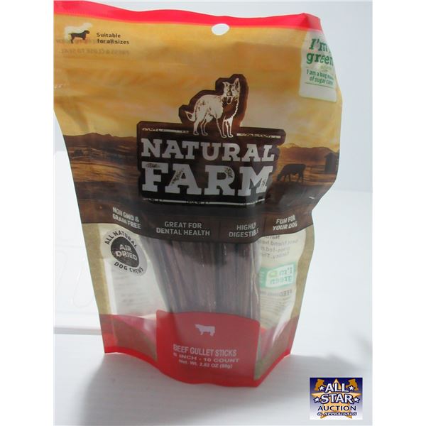 NEW:  NATURAL FARM BEEF GULLET STICK TREATS (80 G) - PACKAGE