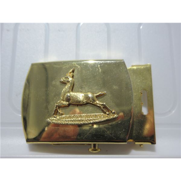 SEIZURE:  DEER GOLD TONE DRESS BELT BUCKLE (MADE IN USA)